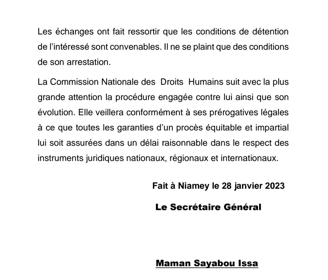 cndhniger's tweet photo. ⚠️Communiqué de presse de la CNDH sur l'arrestation de l'acteur de la société civile Abdoulaye Seydou,Coordinateur National du Mouvement M.62. https://t.co/aU9PbyC6h2