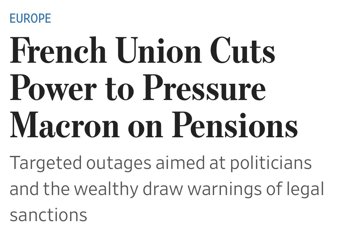 JPHilllllll's tweet image. This is increíble. To fight the retirement age being raised from 62 to 64, France’s most militant labor union is cutting electricity to politicians and the wealthy while giving discounts to the public.
