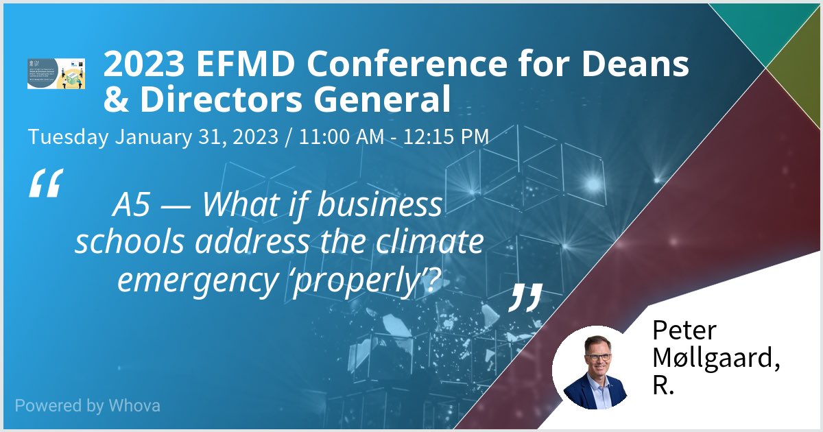 I am speaking at 2023 EFMD Conference for Deans & Directors General. Please check out my talk if you're attending the event! #EFMDDeans - via #Whova event app