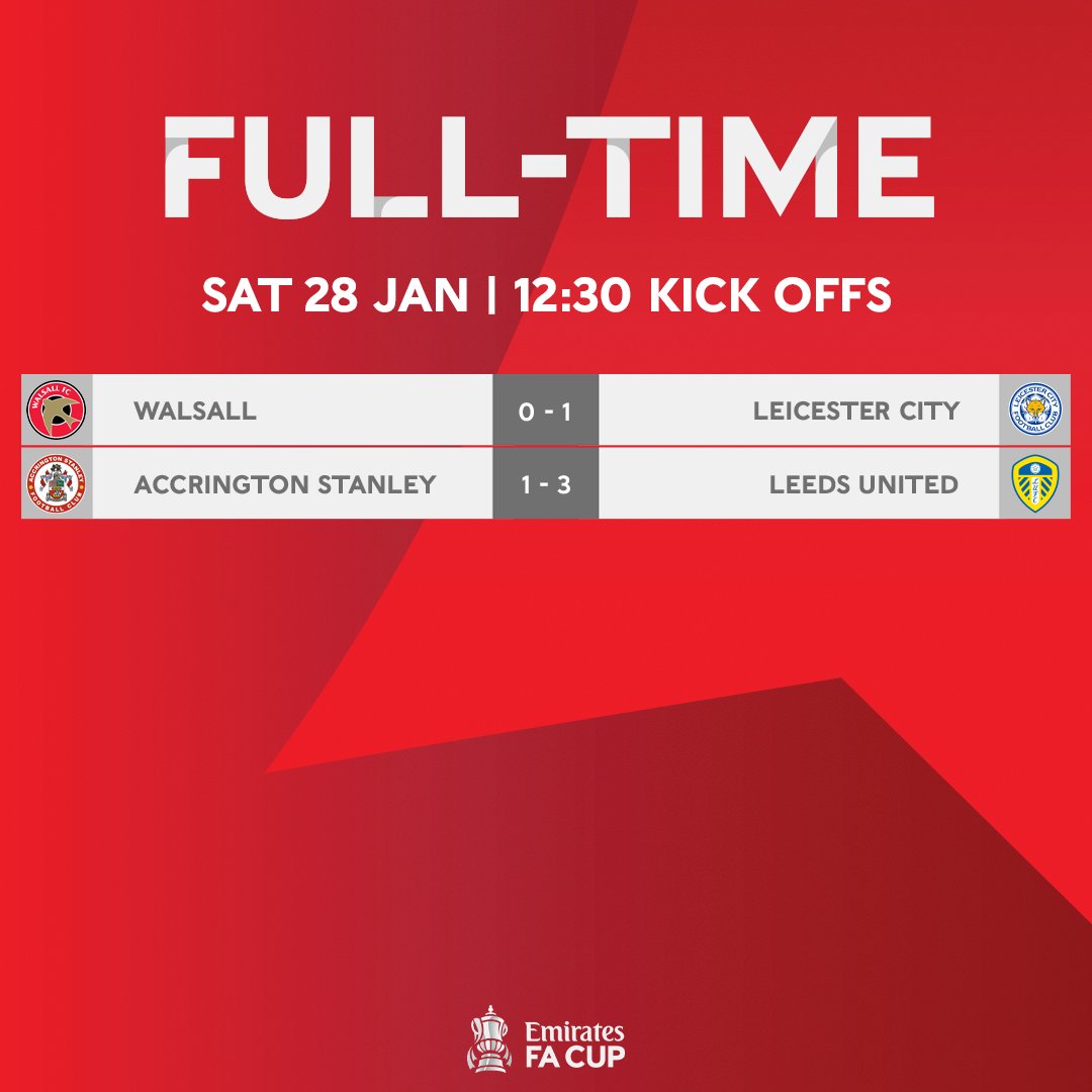 Emirates FA Cup on Twitter "It's LCFC and LUFC who progress despite