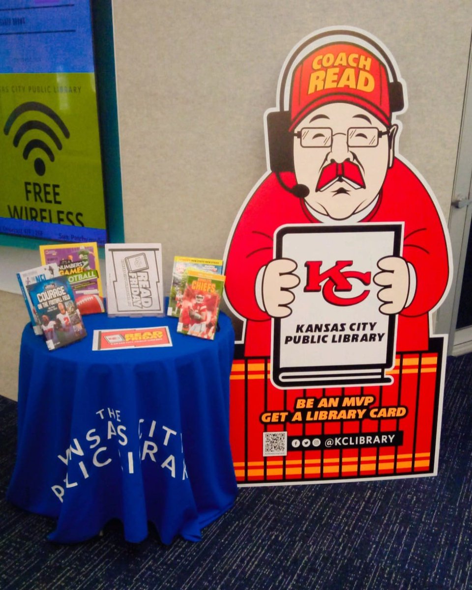 KCLibrary's tweet photo. If you need some literary leadership before tomorrow's big game, stop by any of our locations to chat and get your picture with Coach Read! We also have some fun library/football-themed coloring sheets and plenty of great books to tackle. 

#KCvsCIN https://t.co/iIjNFkAfTE