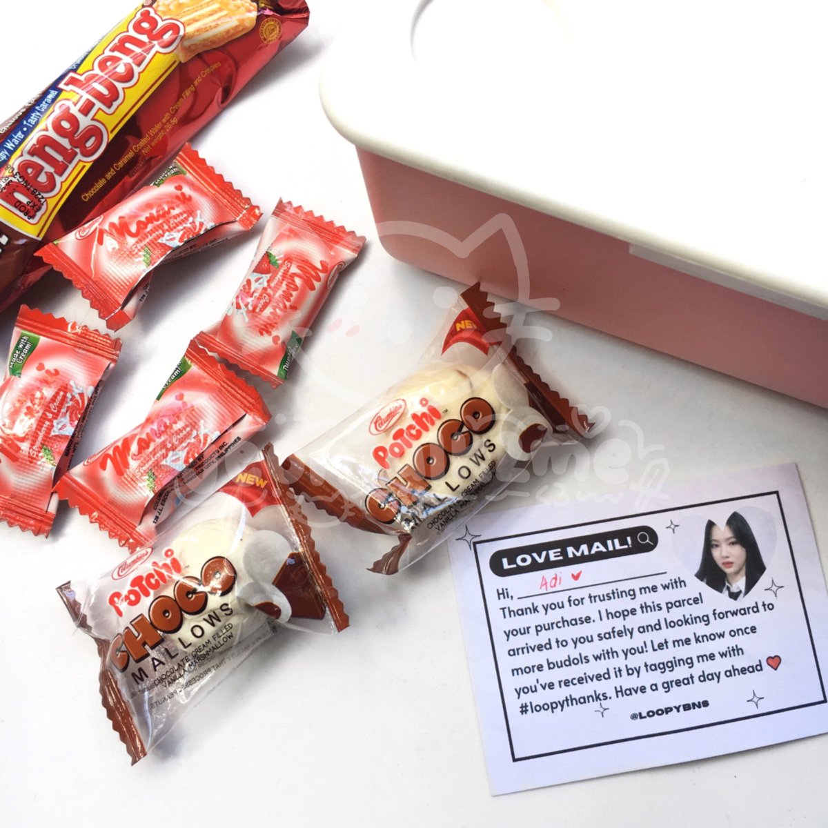 jeontalk2me's tweet photo. ✹ : #adiluvmails

― late feedback but tnx po @loopybns for packing my storage box securely. received this before i attended my uni and pinang baon ko yung freebies para pantawid gutom sa byahe 😭 #loopythanks https://t.co/xUwgEZ4z2C