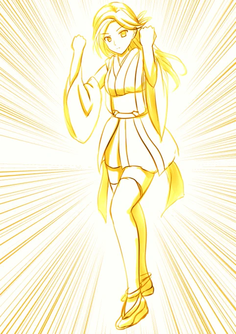 謎ポーズ八重さんとこよ「何の光!?」 #式姫お絵かき60分一本勝負 