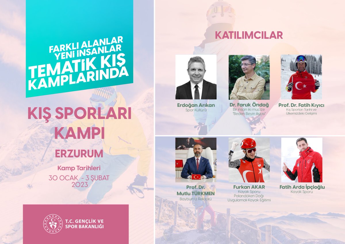 ErzurumKYGM's tweet photo. Tematik Kış Kampı için konuşmacıların programı belli oldu. İşte gençlerimize tecrübe katacak ve eğitim verecek  konuşmacılarılarımz. https://t.co/KoXIksblSf