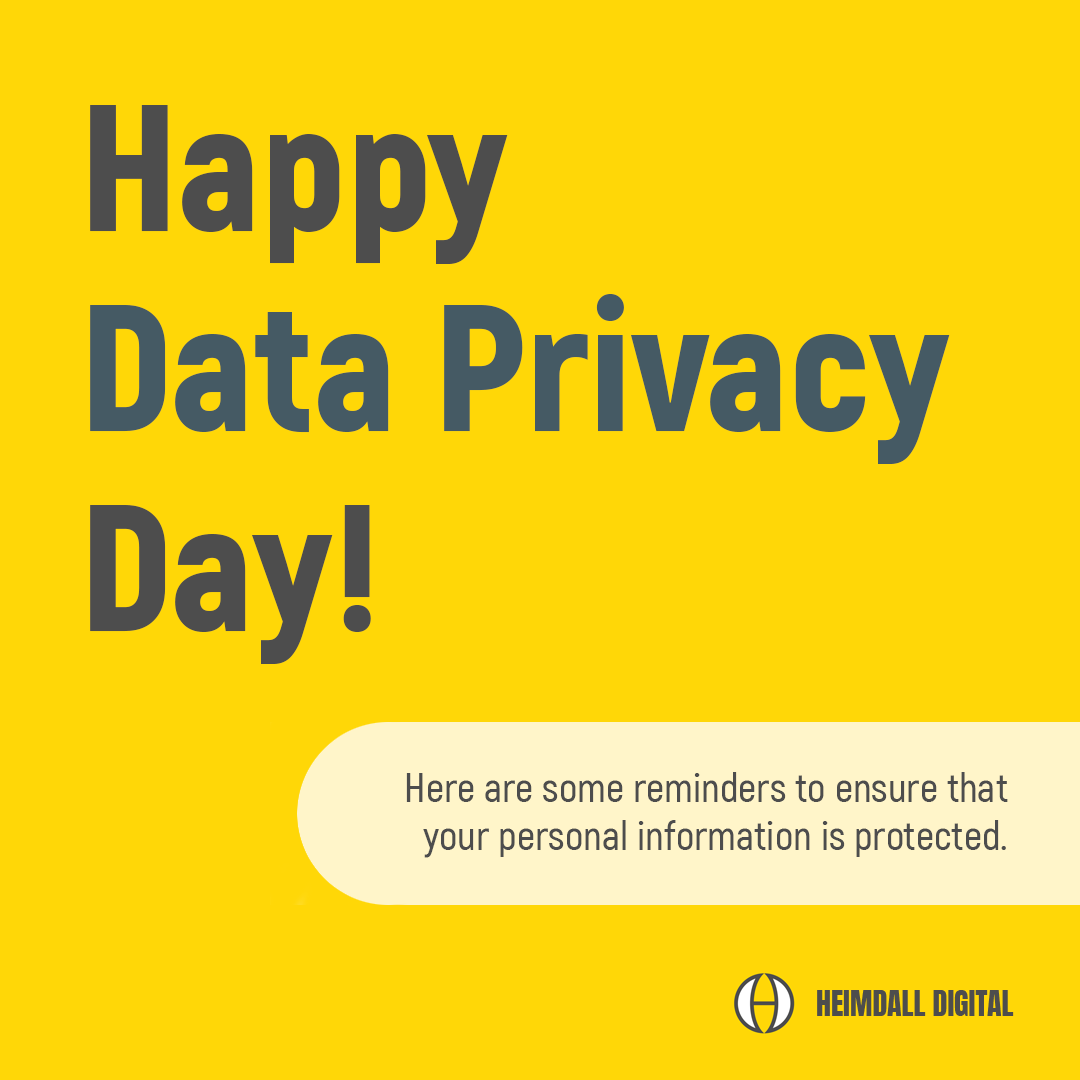 HeimdallDigital's tweet image. Let's make #DataPrivacyDay count! Take a moment to review your online privacy settings, update your passwords, and check out these reminders on how to stay safe online.
Together, we can ensure that our personal information stays private and our digital lives stay secure.