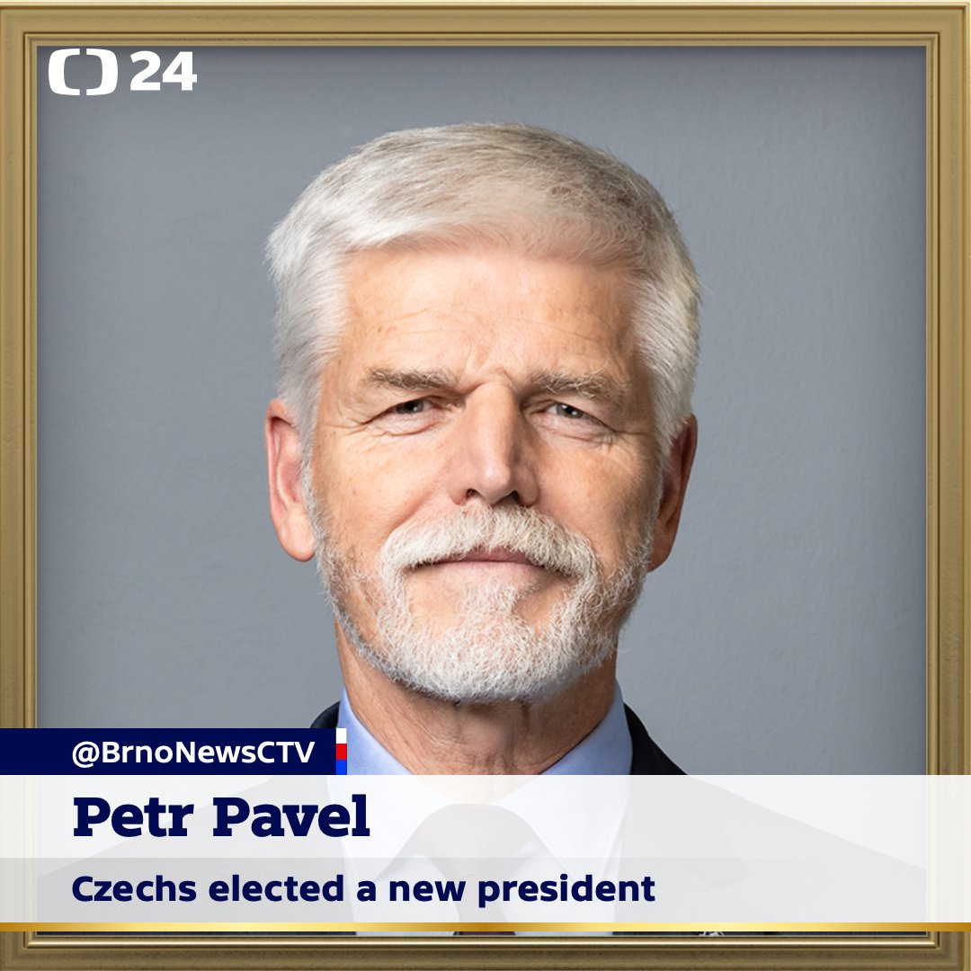 BrnoNewsCTV's tweet photo. The voters have decided. The next Czech president will be Petr Pavel. https://t.co/qgsVM8TEkL
