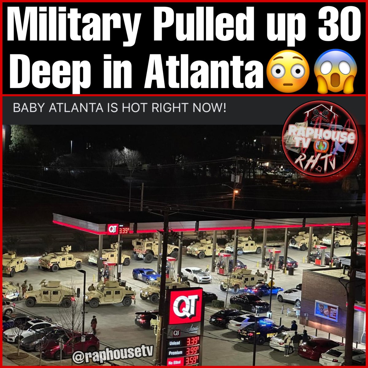 raphousetv2's tweet photo. Military Pulled up 30 Deep in The Atlanta😳😱 https://t.co/ABrQKxH2Gp