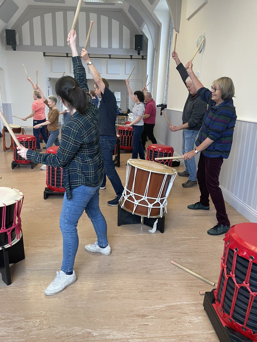 Great way to finish Village Halls Week with a Japanese drumming class.  Thanks to Jared for his wonderful teaching.  
#villagehallsweek #villagehall #japanesedrumming