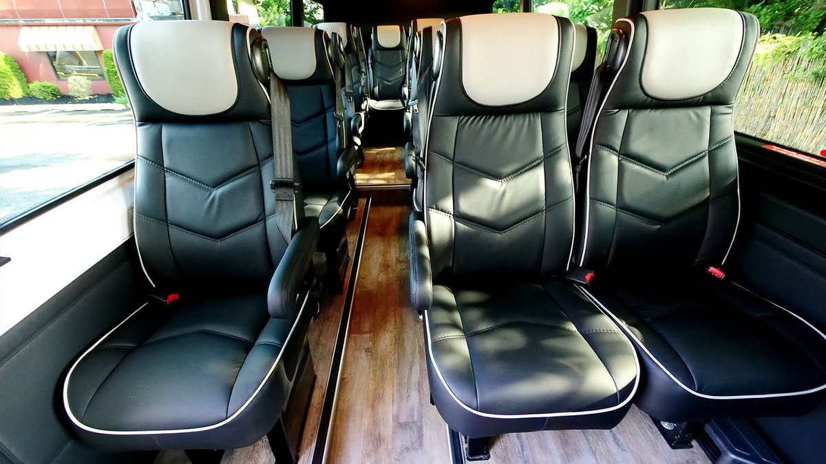 HQCustomDesign's tweet photo. 2022 Mercedes Sprinter 170 3500 extended with front entrance plug door, factory AC and heat. Features black interior with 16 passengers coach seating. Adjustable armrests, 3-point seat belts, and reclining back. 
https://t.co/etblDwzv7h 
.
.
#customization #customvehiclebuild https://t.co/I6GHxiuOJQ