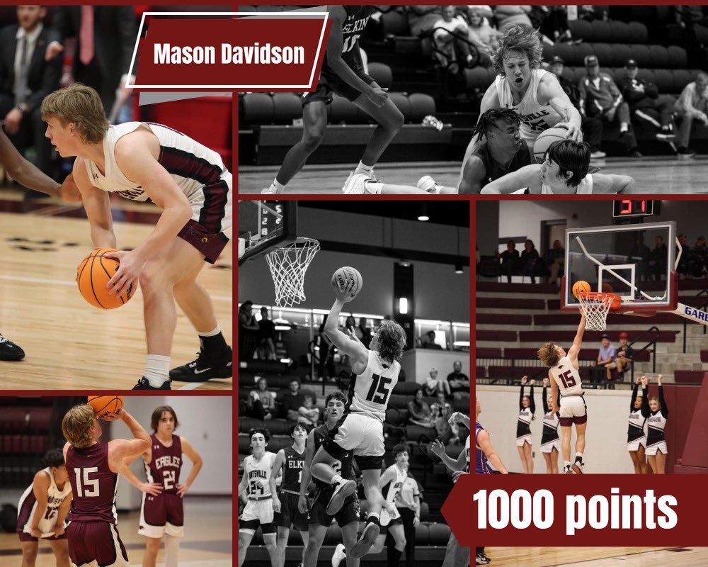 Eagles_Hoopers's tweet photo. Mason Davidson is the newest member of Huntsville’s 1000 Point Club! He eclipsed the mark last night during the game against Berryville. Mason becomes the first player at Huntsville since 2017 to score at least 1,000 career points. https://t.co/pFLMrFxKkN