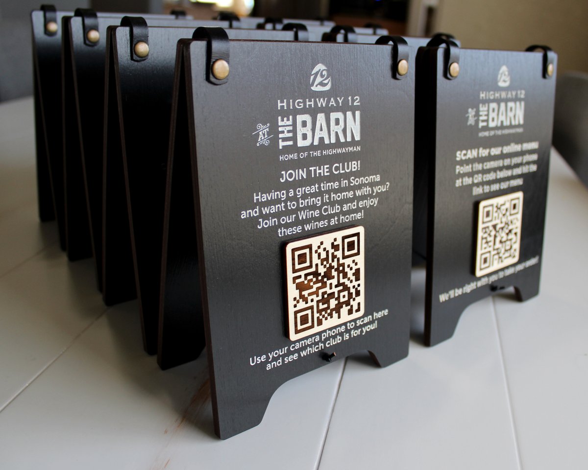 Highway 12 Vineyards and Winery, Sonoma CA. What a great way to spread the word about your wine club. We enjoyed handcrafting your wooden QR code signs!