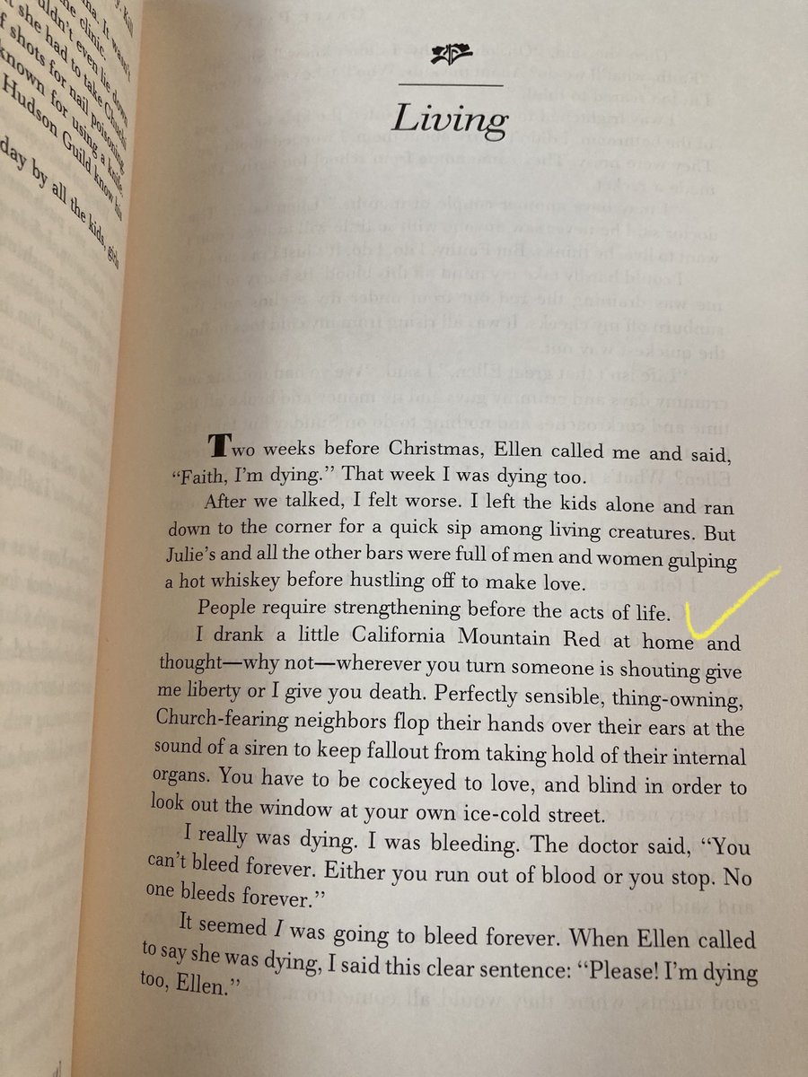 “People require strengthening before the acts of life.”

Jesus I always forget how sharp Grace Paley’s prose is until I sit &amp; face an actual page of it. Part of the magic is that it dissolves into you &amp; you have to keep coming back again &amp; again like some unquenchable thirst.
