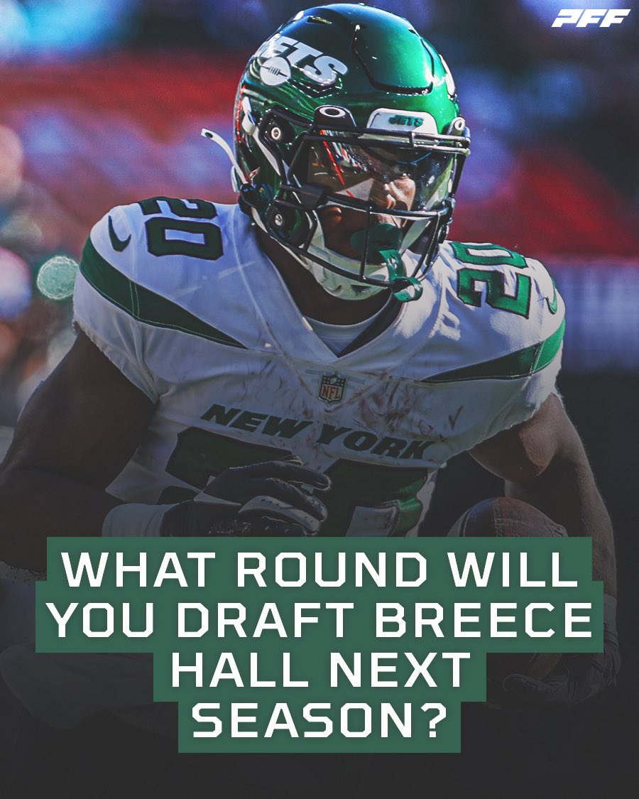 PFF_Fantasy's tweet photo. What round are you draft Breece next season? 👀 https://t.co/3y6Ip50IEo