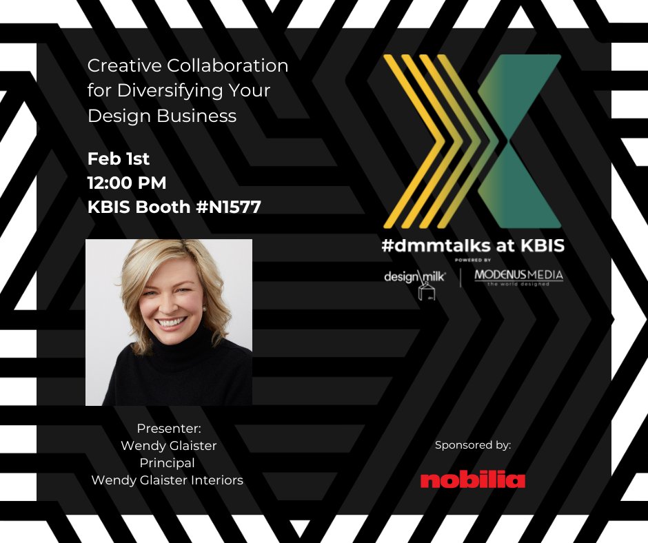 Modenus's tweet image. Join this talk with Wendy Glaister covering how aligning with kitchen & bath retailers and skilled tradespeople can build powerful relationships that may create significant revenue streams.
RSVP here: pulse.ly/wwlso9xgm9
Sponsored by @nobilia_de.
#DMMTalks #KBIS2023 @KBIS