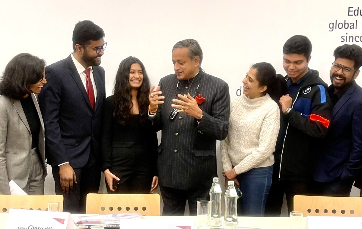 ShashiTharoor's tweet photo. It was a pleasure meeting a large number of Indian students &amp; @UN officials at @DA_vienna including former colleague George Puthupally from Kerala. Wonderful to be hearing about the United Nations again &amp; pleased it still matters to so many young people. https://t.co/TafndulWpq