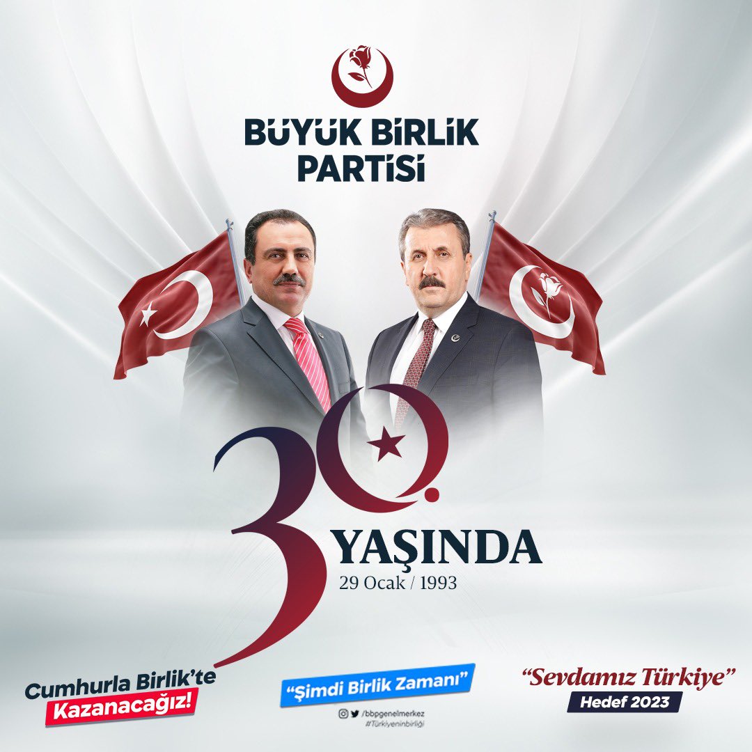 Bir olacağız,
Birlik olacağız,
Allah’ın izniyle hep birlikte,
Büyük Birlik’te buluşacağız!

Nice 30 yıllara #SevdalıÇınar