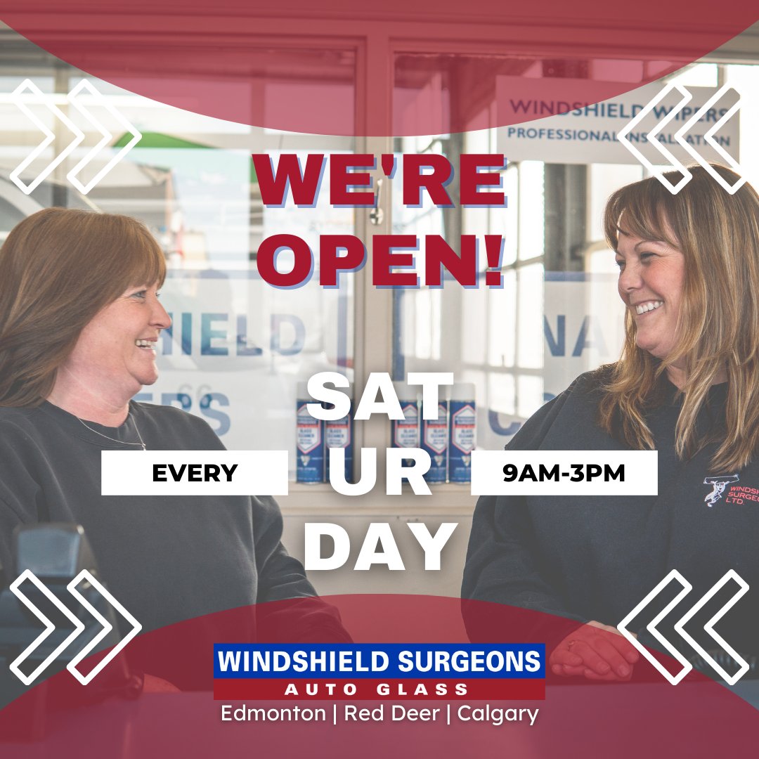 WindshieldSurg's tweet photo. Did you know we're open on Saturdays for those who can't make our weekday hours?
Get a quote and book an appointment online at https://t.co/WNFfrvQXru
#replacement #recalibration #repair #windshieldsurgeons #autoglass #alberta https://t.co/6TgiMWMf0f