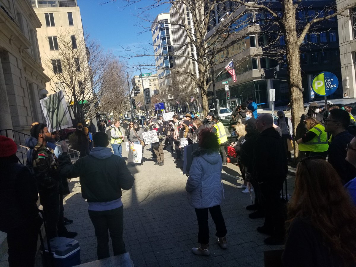 In downtown Raleigh on Fayetteville Street to cover a protest in the aftermath of the murder of Tyre Nichols in Memphis. #ralpol 

The portion of Salisbury Street in front of the courthouse is shut down. 

Protesters call for police reform and end of police brutality.