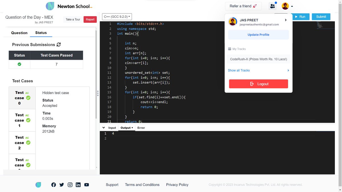 jaspreetinfosec's tweet image. GE🌆 Devs, hope you are doing good🧑‍💻. Just want to share that,

Today I have solved MEX using #cpp

#Day13 of #30daysofcode @everydaycoders 

#community #coding #programming #competitiveprogramming #codingchallenge #dsa #bubbleupcommunity #codedu