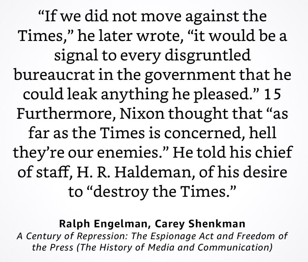 Funny, could be Pompeo talking about destroying #WikiLeaks and #JulianAssange.  But it was Nixon talking about destroying The New York Times for publishing the #PentagonPapers. #DropTheCharges #Journalismisnotacrime #FreeJulianAssange