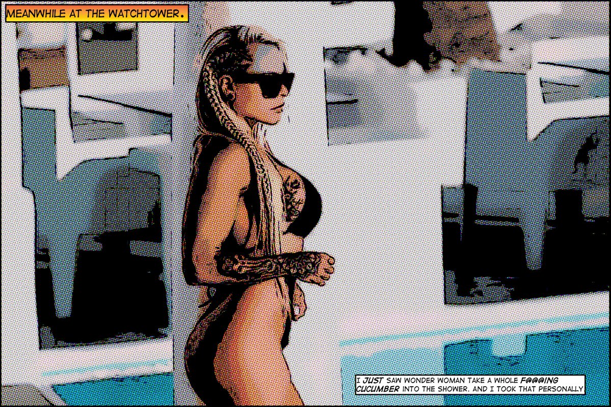 Meanwhile at the Watchtower, <a href="/TheSuperBrat/">👑The Super Brat👑</a> has had it up to hear with the League's "no eating" in the lockerooms policy.

//I'm back to making graphics and videos. More to come.