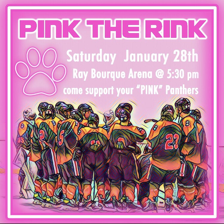 Pink The Rink!!
Tonight at 5:30pm vs. <a href="/WinthropHockey/">Winthrop Hockey</a> 

📍Raymond J Bourque Arena
⏰5:30pm EST
📢Wear Pink!!