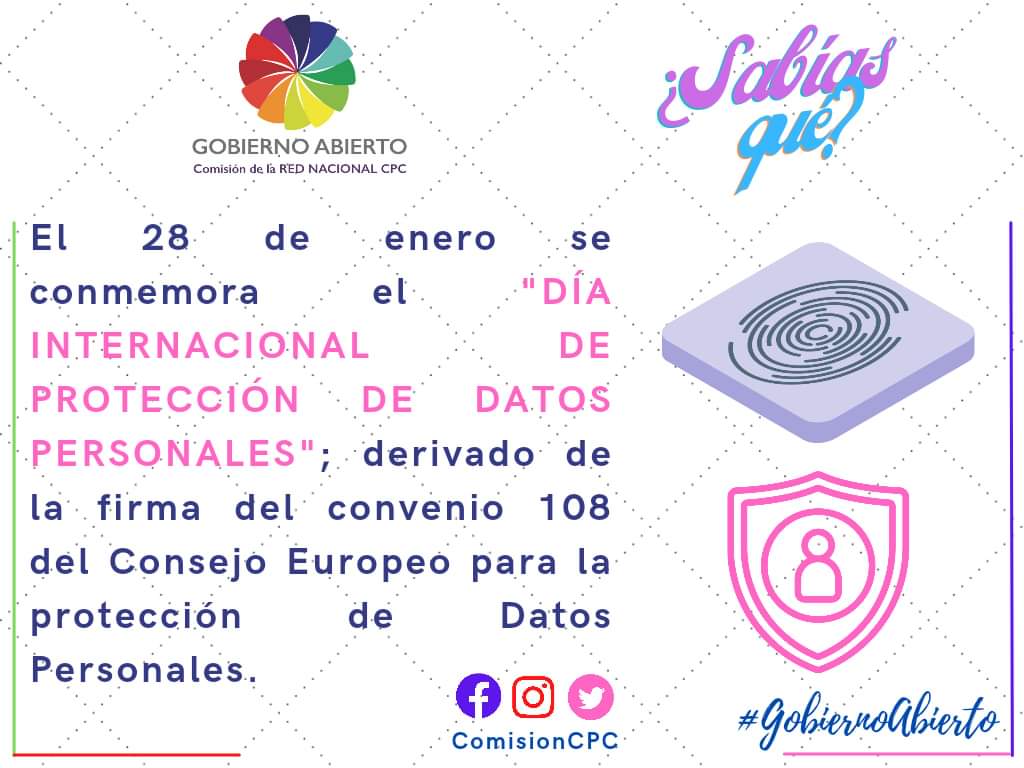 ComisionCpc's tweet photo. ¿Sabías qué el 28 de enero se conmemora el día internacional de Protección de Datos Personales (DIPDP).?
Te invitamos a conocerlo en la siguiente infografía.
🛡#DIPDP
🛡#DatosSeguros
🛡#DatosPersonales
🛡#DataPrivacyDay
#Transparencia
#TransparenciaProactiva
#GobiernoAbierto https://t.co/W1SF05Nf8K