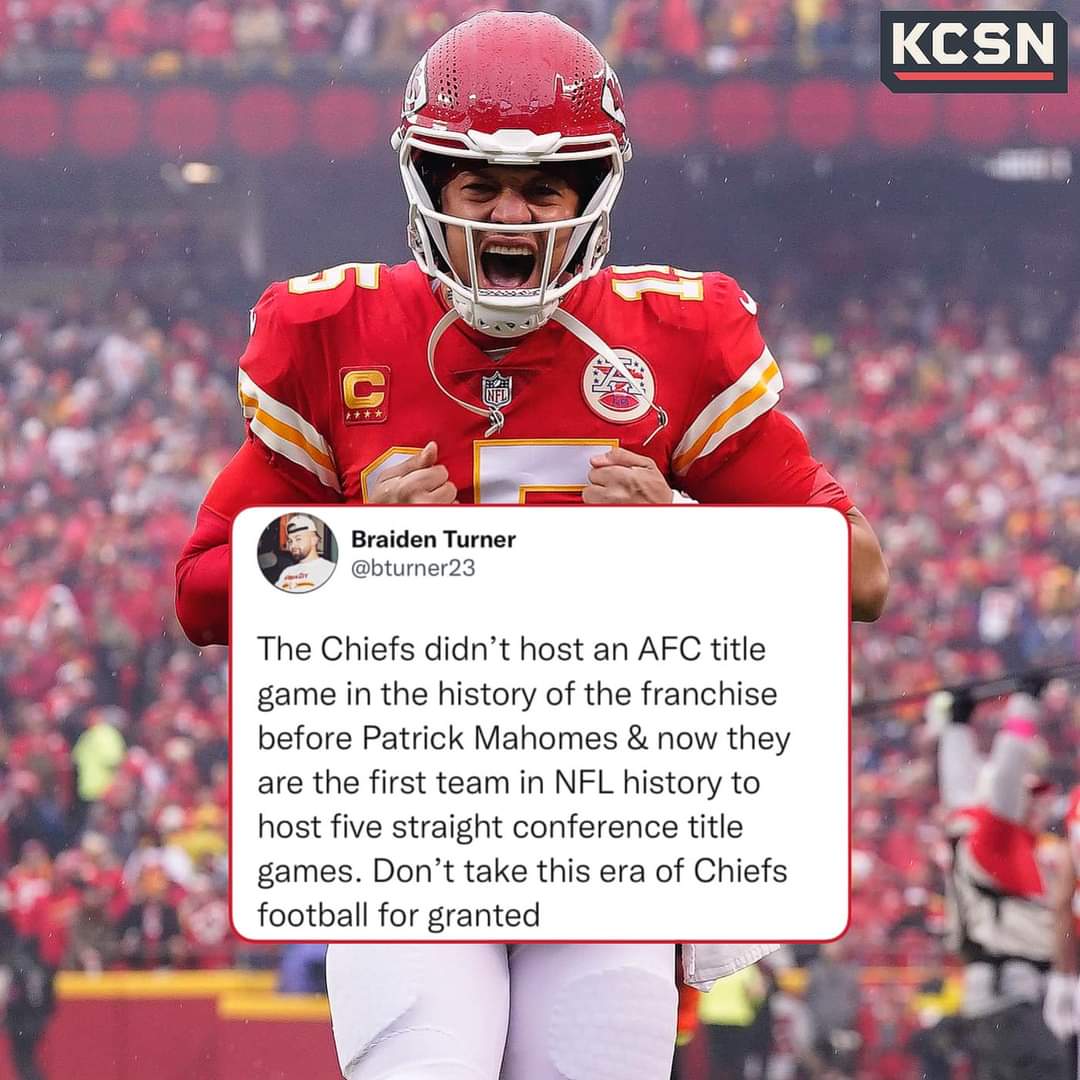 patriciavwells's tweet photo. It is quite the Era indeed! @PatrickMahomes you have definitely brought new life to our Kingdom! #ChiefsKingdom    #RematchReady #AFCChampionshipGame https://t.co/NmUXm4zUrq