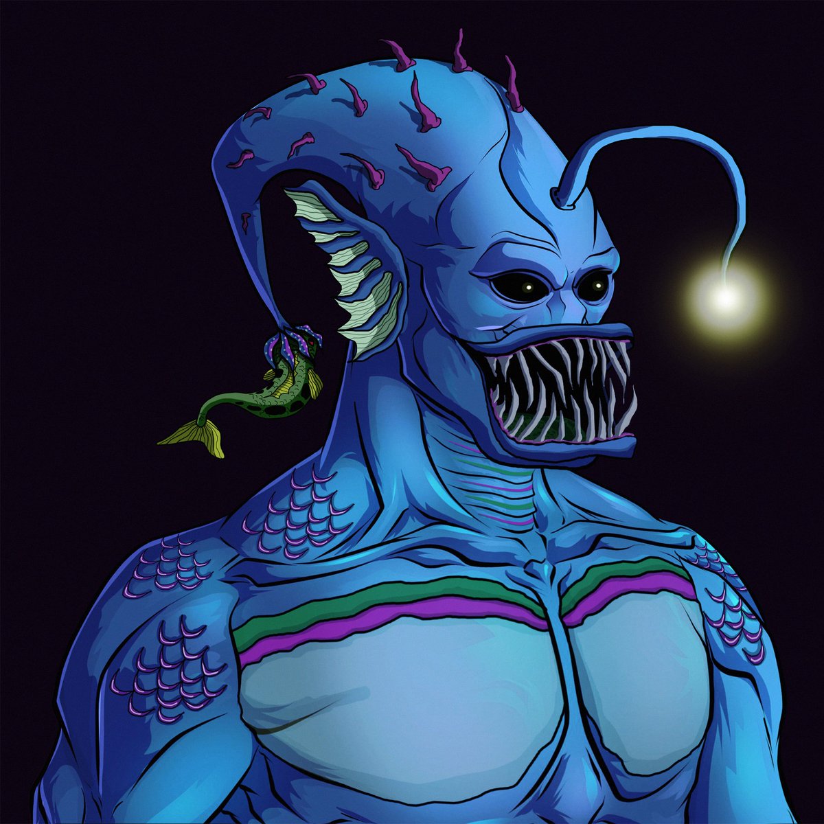 __Angler's tweet photo. Another FanArt for my Favorite @CLUBMARSLLC CNFT!! We Mars!! This is an AnglerFish based Monster! #CNFT #WeMARS https://t.co/oTBg9Hnnlz
