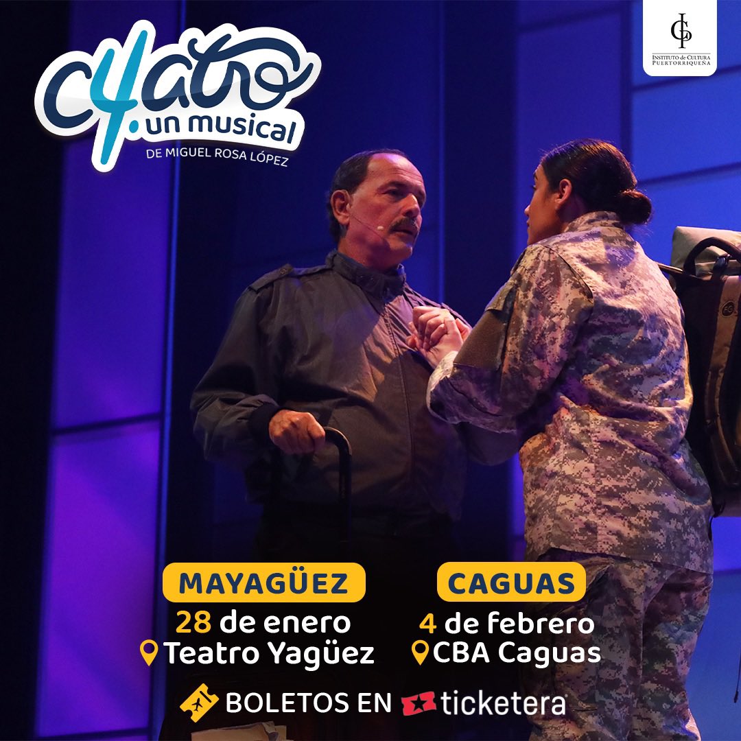 MarcosCintron's tweet photo. Cuatro un Musical
@icppr 

Teatro Yagüez
Sábado, 28 de enero -7pm

Centro de Bellas Artes Caguas
Sábado, 4 de febrero - 8pm

https://t.co/3JFo8UFnl6 https://t.co/iOyx2LZPpE