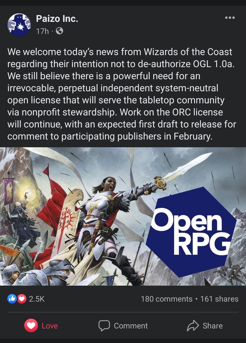 srrpgsandmoore's tweet photo. Much love Paizo <3

.
.
.

#much #love #Paizo #Pathfinder #orc #victory #goodday https://t.co/SZTFmOwVfm