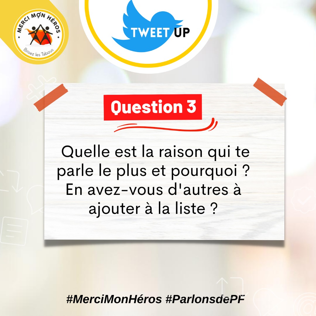 MerciMonHeros's tweet photo. Quelle est la raison qui te parle le plus et pourquoi ? En avez-vous d'autres à ajouter à la liste ?

#MerciMonHéros #ParlonsdePF https://t.co/8rKnyQu7VD