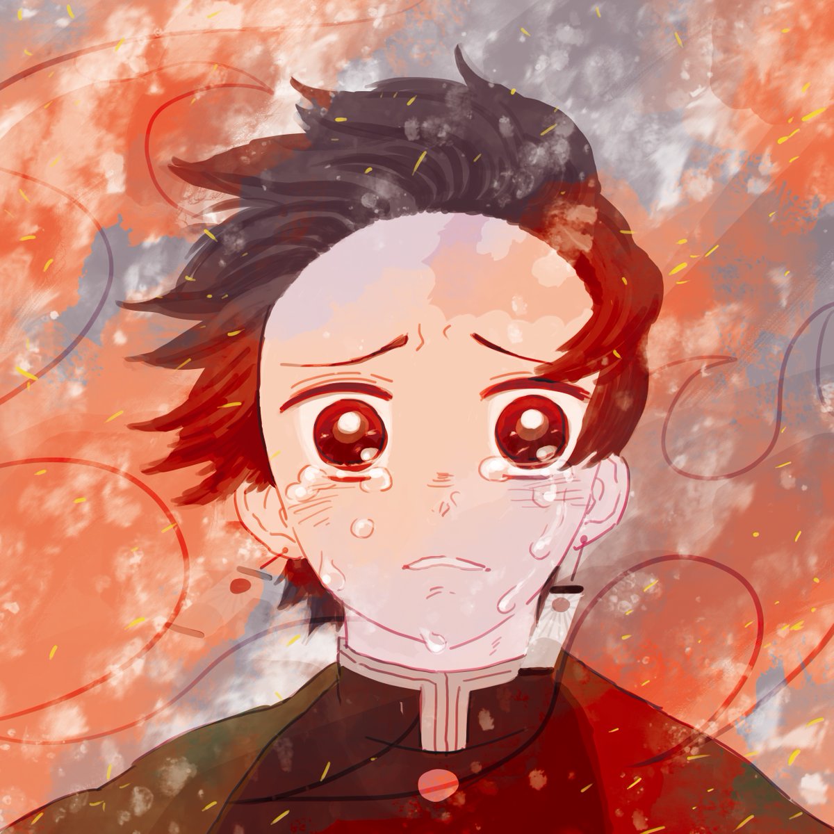 NJさんがTwitterに投稿した竈門炭治郎(鬼滅の刃)のイラスト。