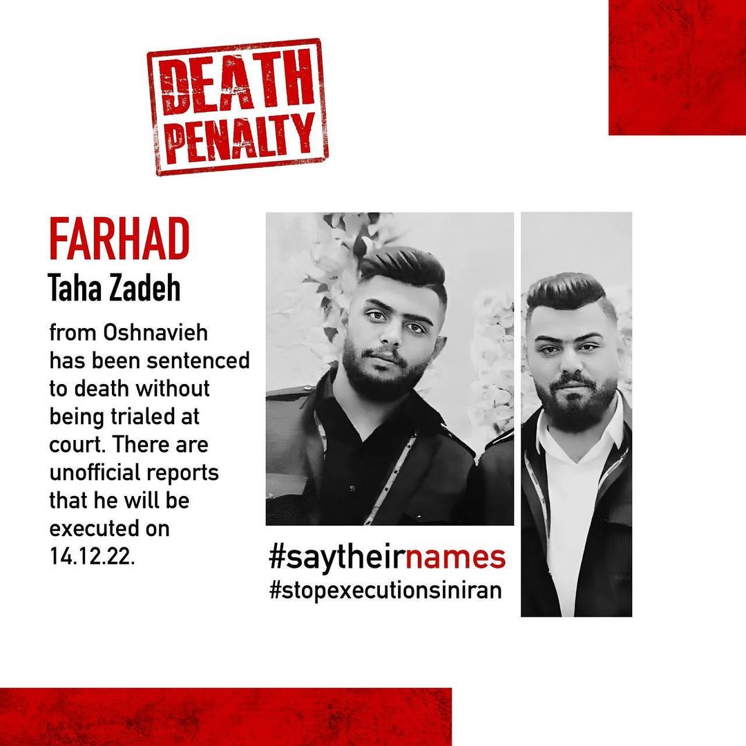 Be the voice of two young Innocent Iranian. #FarhadTahaZadeh and #FarzadTahaZadeh are two 26 and 25 years old brothers who have been sentenced to death.
 SAY THEIR NAME!
#IRGCterrorists