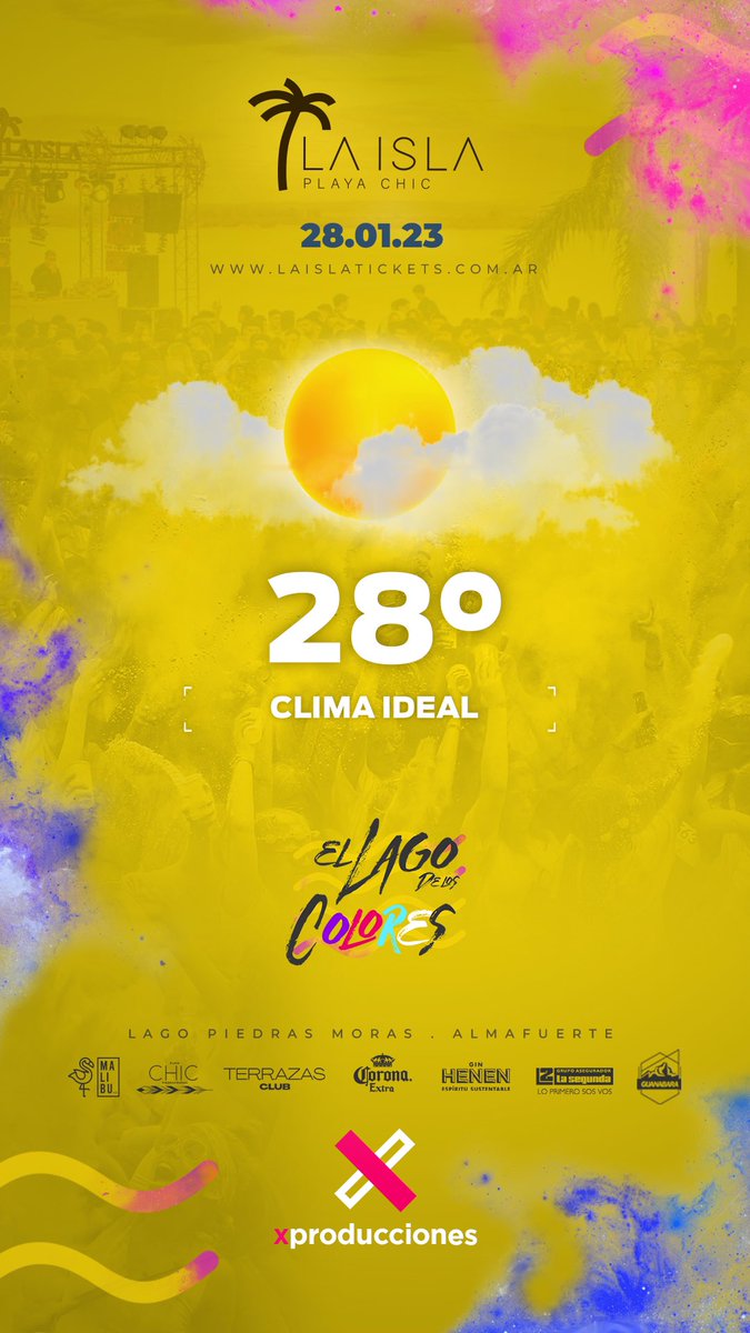 LA FIESTA IDEAL, EL CLIMA IDEAL #ElLagoDeLosColores 🌈🌈🌈 

<a href="/XProducCBA/">❌ Producciones</a> 

laislatickets.com.ar