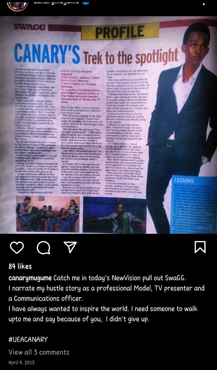 <a href="/CanaryMugume/">Canary Mugume</a>  the words you wrote   years ago define what I see today. We haven't given up because of you didn't, Thank you. Now I write here too saying  that;
"I have always wanted to inspire the world. I need someone to walk up to me and  say because of you,I didn't give up".