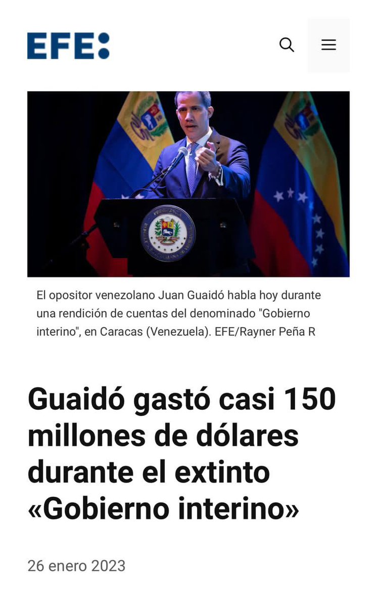 EEUU entregó mil millones de dólares a Guaidó, pero éste gastó "casi ciento cincuenta millones" en el interinato. La pregunta obvia es: ¿DÓNDE ESTAN LOS 850 MILLONES RESTANTES?