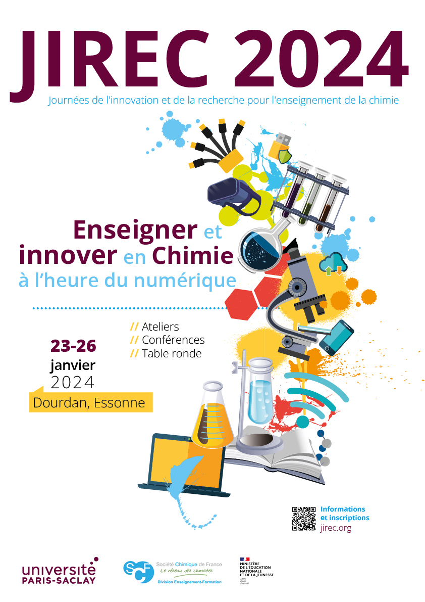 Chimistes-&gt;Save the date 
#JIREC du 23/01 ou 26/01 2024 à Dourdan (91) . 
La chimie à l'heure du numérique - jirec.org/dl/dcc150