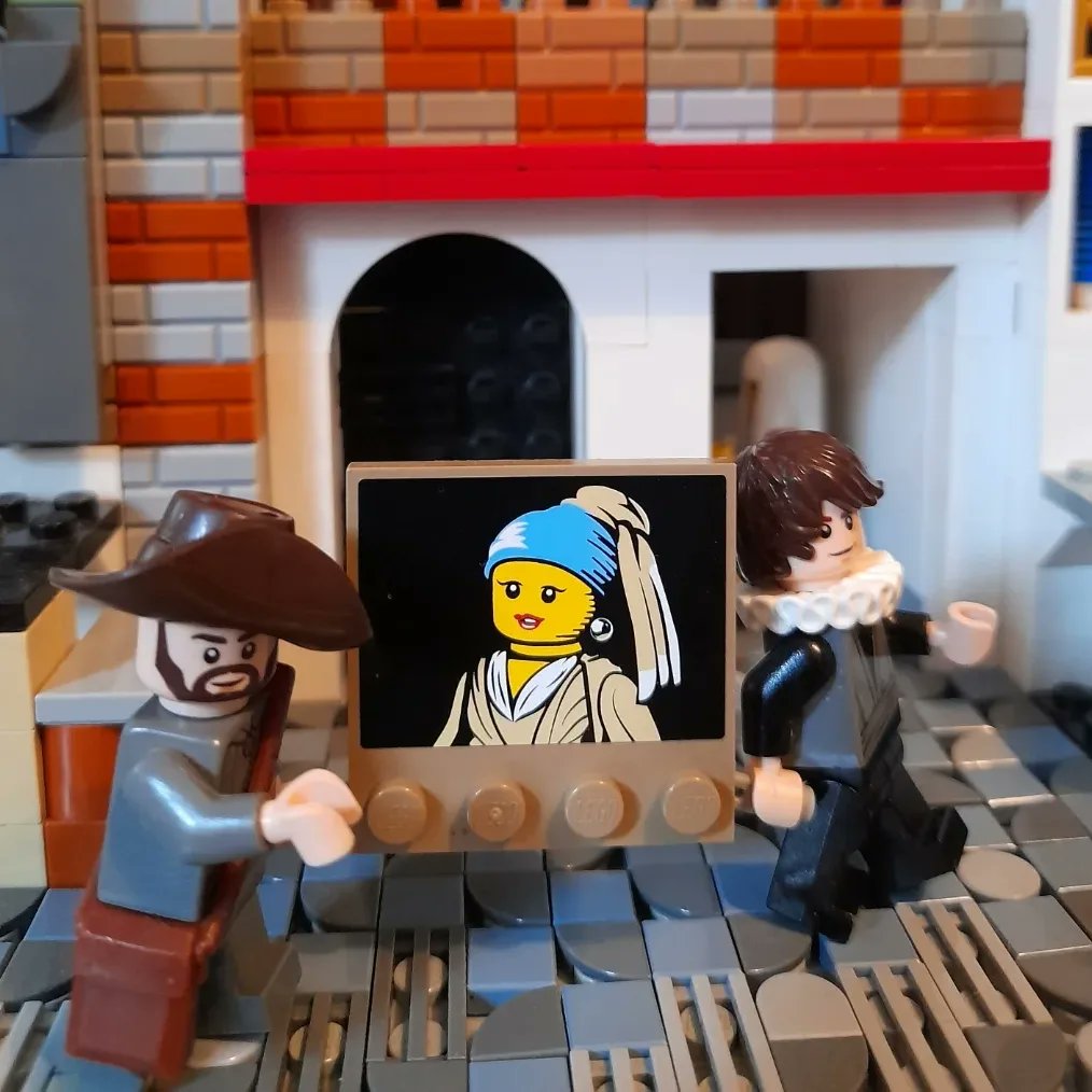 mog21's tweet photo. Happy #LegoDay here's the #Little #Street by #Vermeer reinterpreted in @LEGO_Group after original @rijksmuseum with 2 men moving #Girl with a #Pearl #Earring from @mauritshuis to #amsterdam for forthcoming #exhibition #johannesvermeer #littlestreet #LEGO #baroqueart #arthistory https://t.co/e0N6k4ZsfW