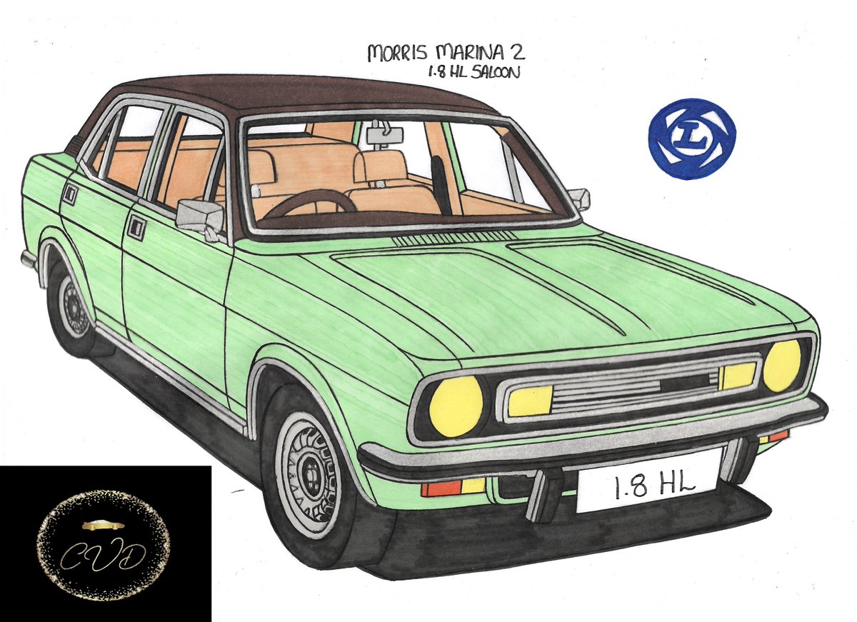 Hi all, the second of todays drawings in my new drawing series British Leyland 1968-1984 is the refreshed flagship Marina saloon. #britishleyland #morrismarina #morrismarina2 #morrismarinahl #morriscars  #britishleylandcars