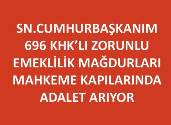 #696khklıişeiadeistiyor

Sayın Cumhurbaşkanım Sayın Bakanım sesimiz olurmusunuz sizden mujde bekliyoruz. Işe iademizin ivedilikle yapılması konusunda desteğinizi esirgemeyin lütfen zorunlu emekli mağdurları işe iade edilsin. <a href="/RTErdogan/">Recep Tayyip Erdoğan</a> <a href="/vedatbilgn/">Vedat Bilgin</a> #YeterSözEytnin