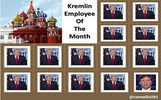 namwella1961's tweet image. Under dictatorships, citizens are forced to listen to propaganda. 

In America, there are people who willingly listen to it on Fox News. 

Clips of #TuckerCarlson supporting Putin's war on Ukraine are being aired on Russian TV.
#ProudBlue #FoxNewsIsPropaganda #OurBlueVoice