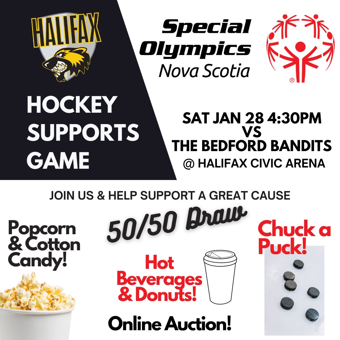HaliWolverines's tweet photo. Join us today if you are able! We are raising funds in support of Special Olympics Nova Scotia. Game time is 4:30 pm at Halifax Civic Arena. Score with great U15 Major hockey, assist with a great cause, and help us reach our goal. https://t.co/vYeBuSr4Ne