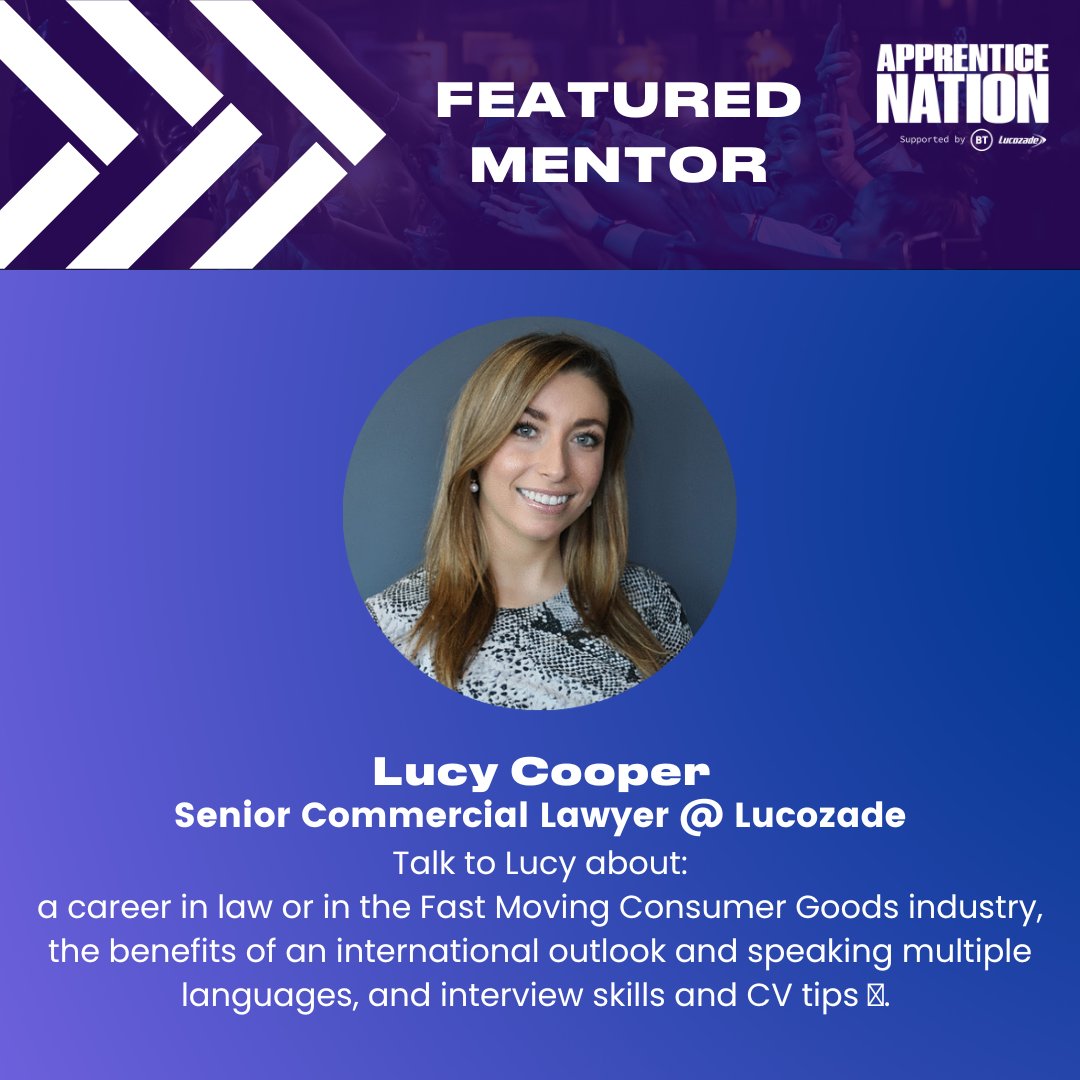 Check out the latest @Lucozadeenergy mentors on Apprentice Nation. See the full list of mentors and book a session here: l8r.it/Uq9R