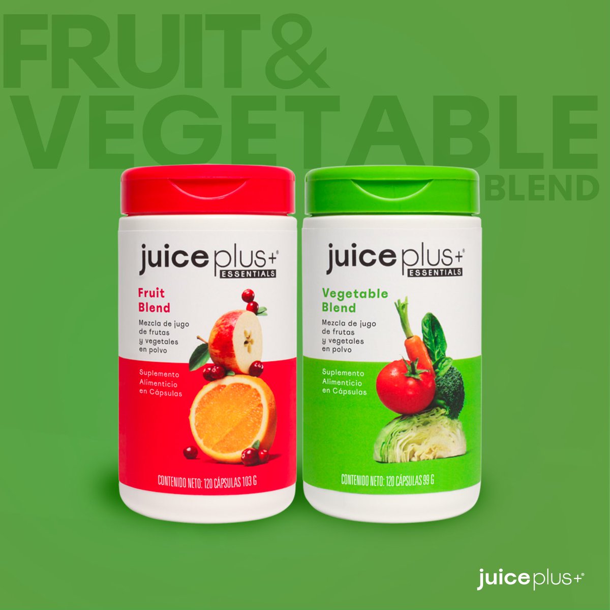 JuicePlusMexico's tweet photo. ¿Somos vitaminas? No. Somos mucho más que solo vitaminas aisladas. Somos + de 20 frutas y vegetales encapsulados con todos sus nutrientes. ¿Cómo logramos esto? Con un proceso de cosecha, congelado inmediato, deshidratado y pulverizado en cápsulas veganas. #JuicePlusMX https://t.co/ikvaRaOK3k