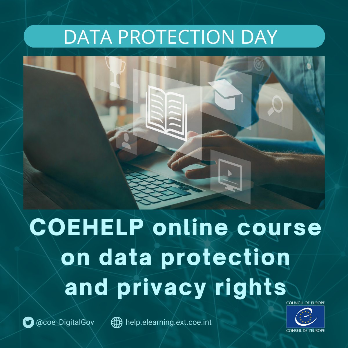 Mark #DataProtectionDay by enrolling in the <a href="/coe/">Council of Europe</a> <a href="/CoEHELP/">Council of Europe HELP Programme</a> online course on #dataprotection and #privacy rights
🔵available in several languages
🔵free of access and self-paced 
🔵with e-certificate of accomplishment upon successful completion
(dvp 🙏🇪🇺)
help.elearning.ext.coe.int