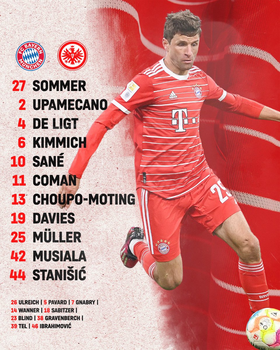 FCBayernEN's tweet photo. 📋 @J__Nagelsmann's side to face Frankfurt 🔴⚪

#packmas #FCBSGE https://t.co/aXUtBFk5DD