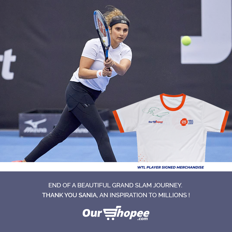 ourshopee's tweet photo. An inspiration for many to pick up a sport and champion it. 
Thank You Sania Mirza for all the memories and all the best for the next chapter of your life.  
#SaniaMirza #GrandSlamFarewell #AusOpen https://t.co/hyI7KOWoIV