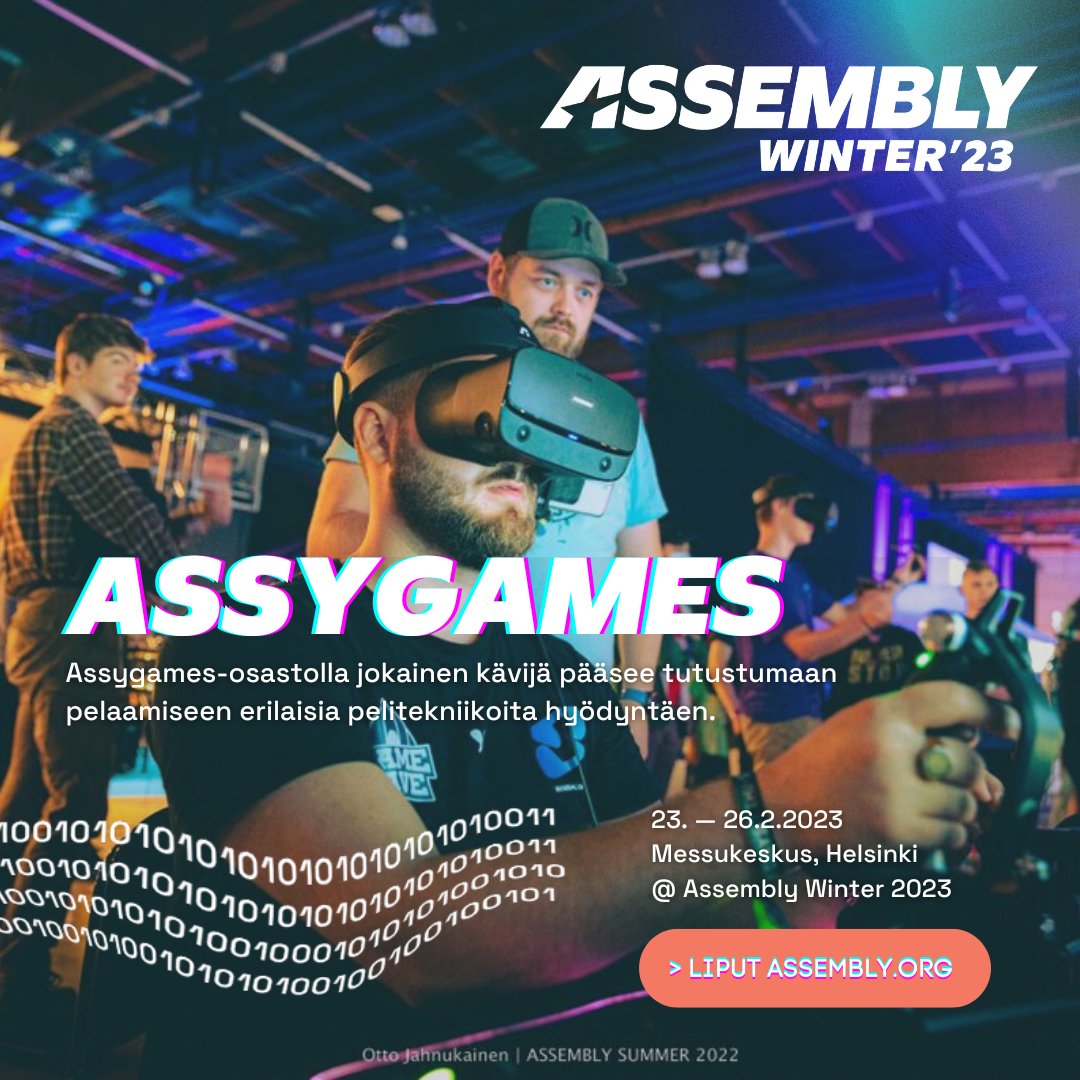 🎮Assygames-osastolla tuodaan pelaaminen sen monissa ulottuvuuksissa kaikkien tapahtumakävijöiden ulottuville!

Viime Summereilla muotonsa saanut Assygames toteutetaan Wintereillä suuremmassa mittaluokassa. 

Lue lisää: party.assembly.org/fi/winter23/pr…

#assemblywinter2023 #tapahtumat