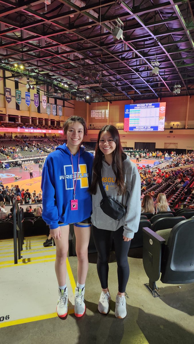 Proud of these two for being brave enough to try something new. #iowagirl 
#ighsau 
#wrestlelikeagirl
